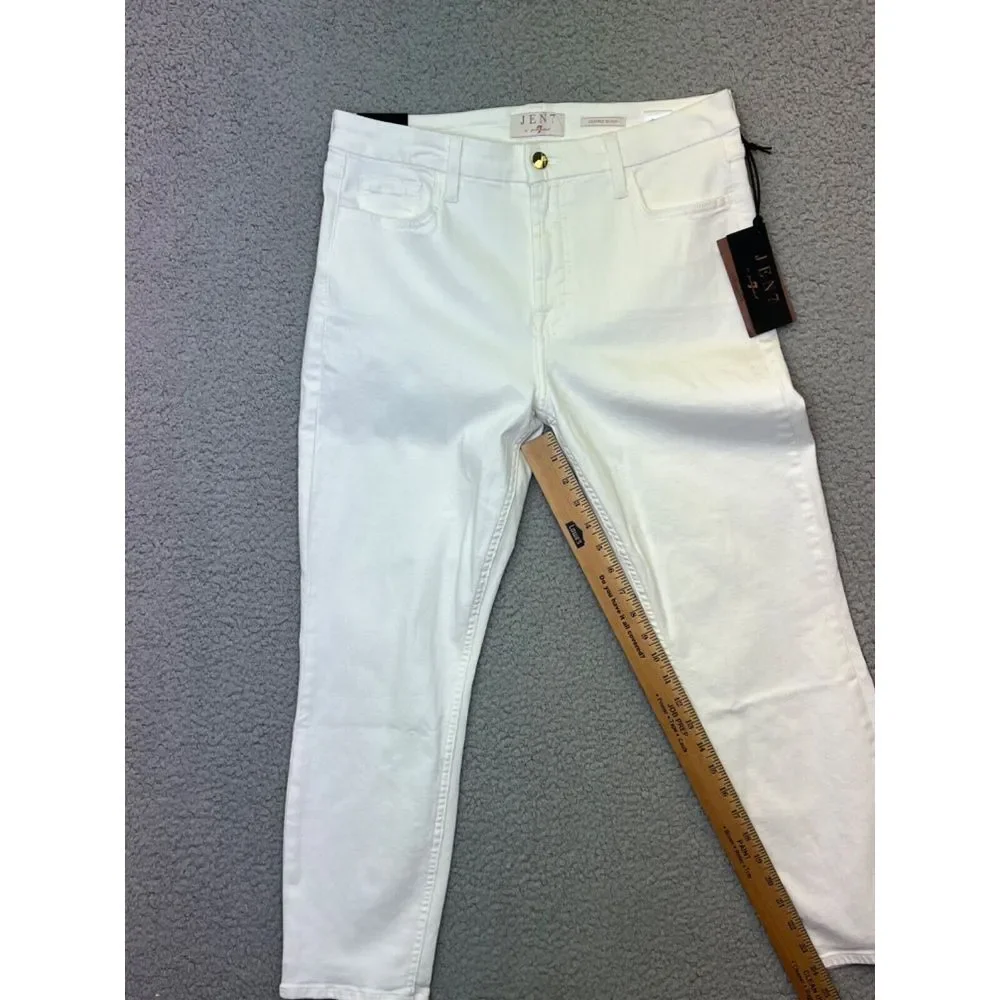 7 FOR ALL MANKIND Jen 7 Womens Sz 10 Cropped‎ Skinny White 30x25